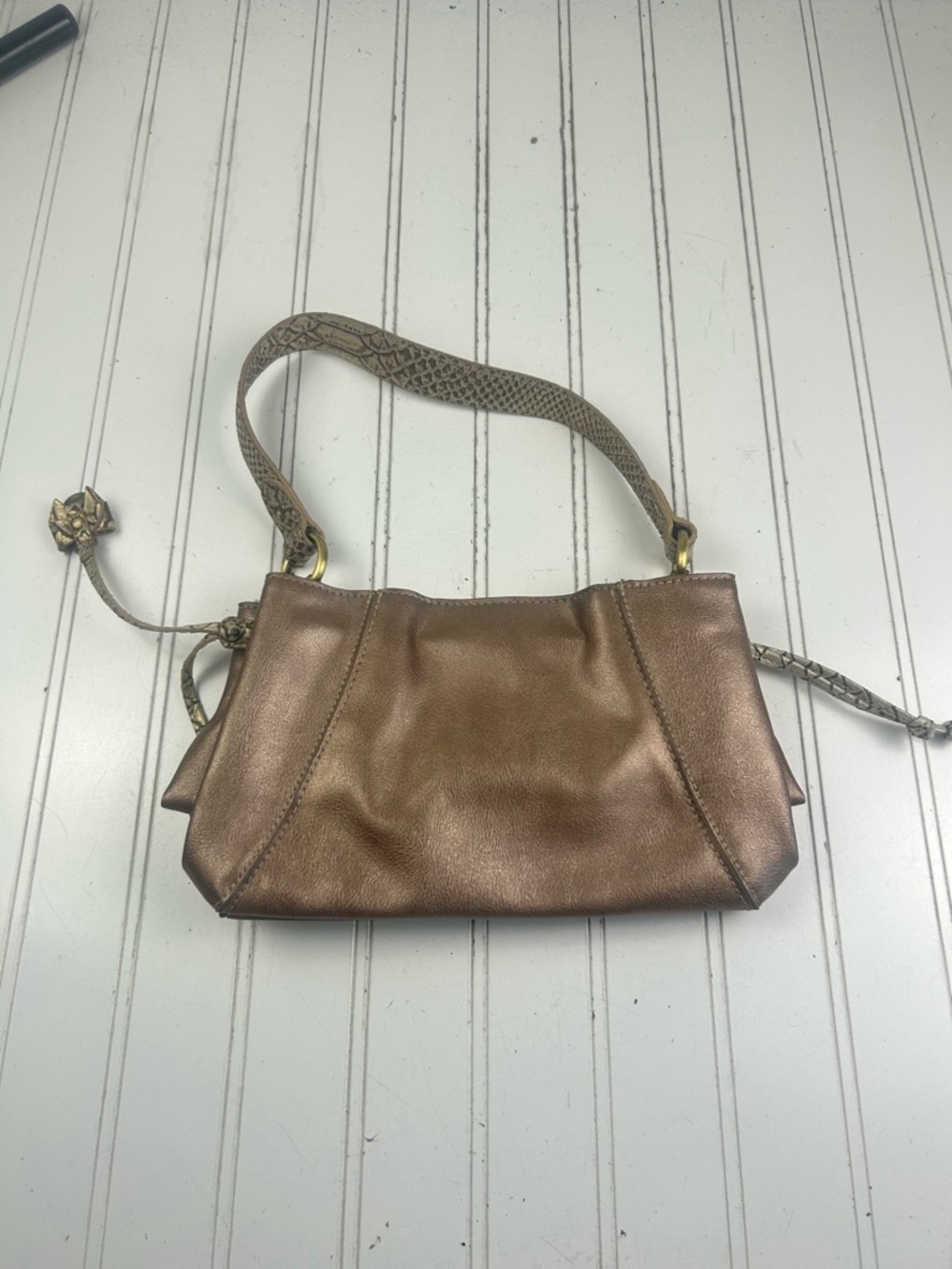 Liz Claiborne Vintage Beige Taupe Y2K Chic Snakeskin Small Shoulder Bag - Picture 2 of 11